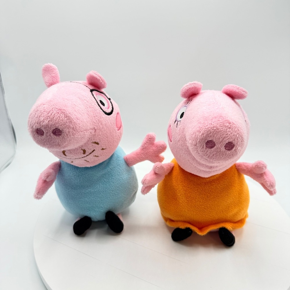 Peppa Pig 7" Mummy And 8" Daddy Set Of 2 Plush Mom And Dad Characters